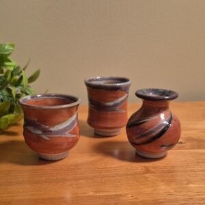 WHITEFISH POTTERY 2015 Handcrafted Mini Vase and Pots, Set of 3